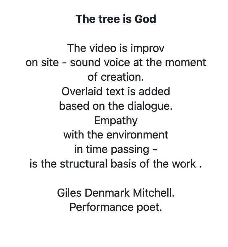 Poem by Giles Denmark Mitchell titled The Tree is God